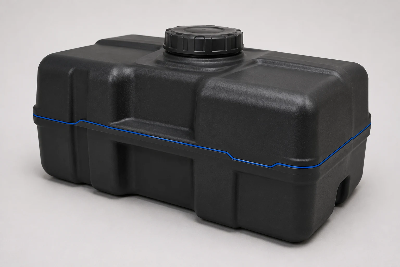 Rotational molded plastic part design guidelines showing proper parting line placement on a plastic tank