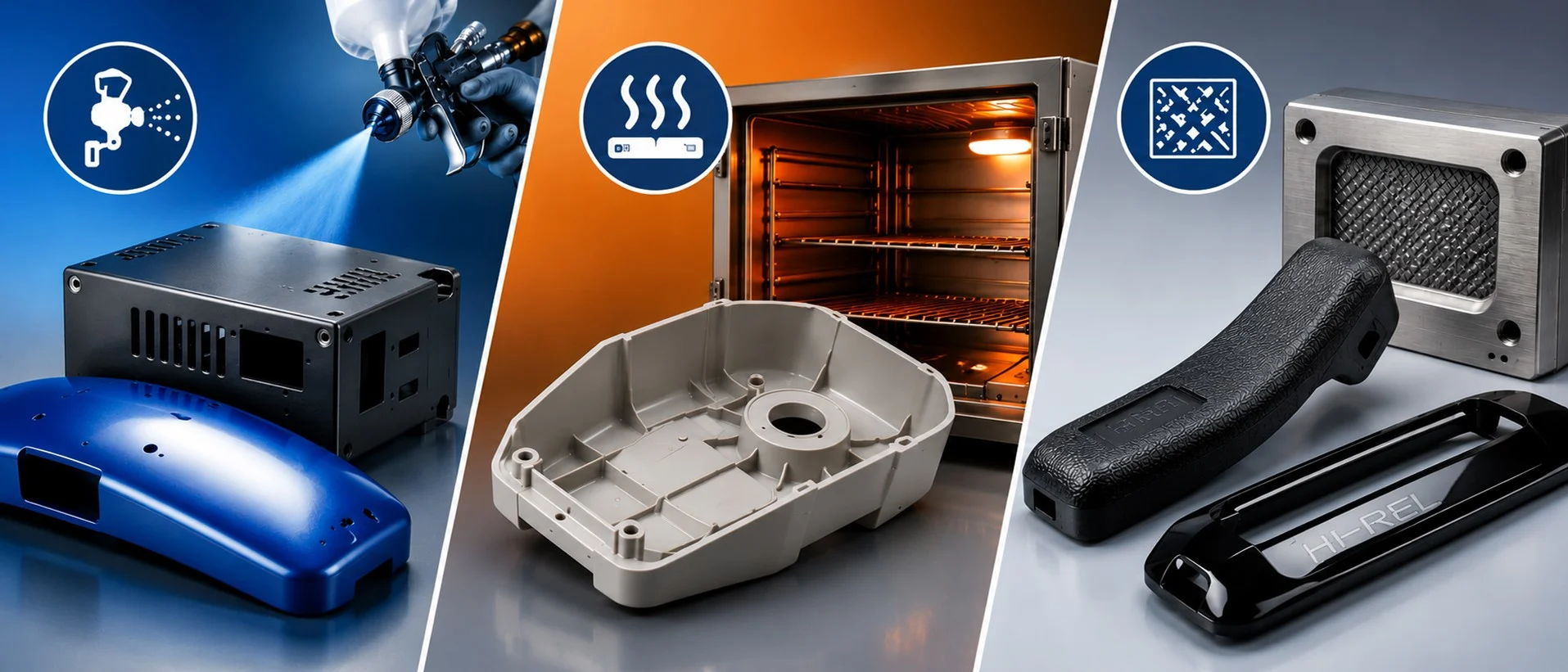 Surface treatment and enhancements for painted, annealed, textured, and engraved plastic parts