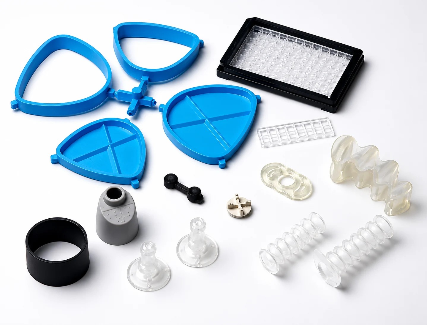 LSR injection molding machine producing liquid silicone rubber parts